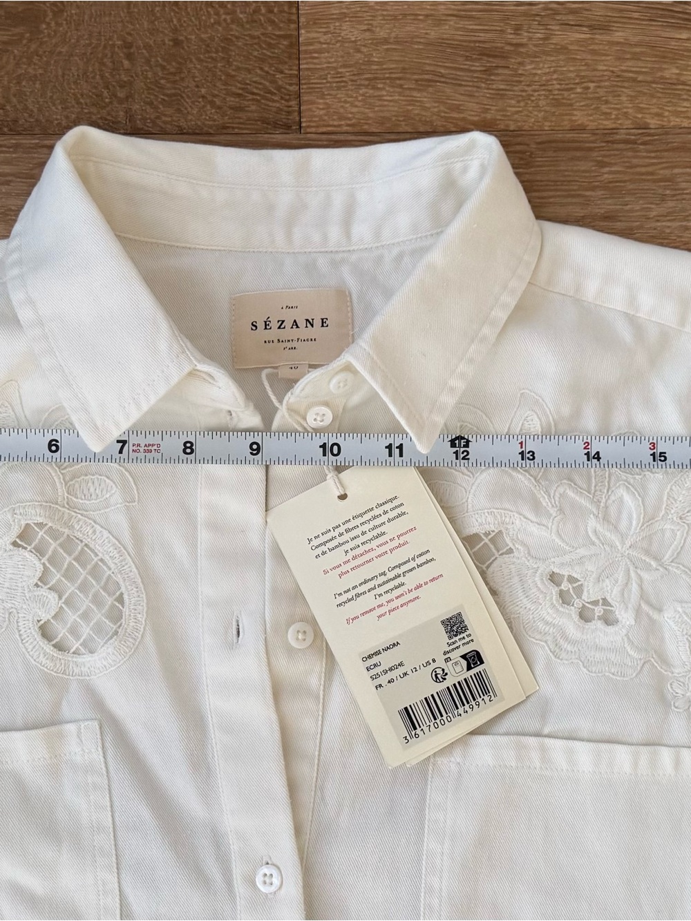 Sezane White Eyelet Button-Down Shirt - Picture 4 of 6